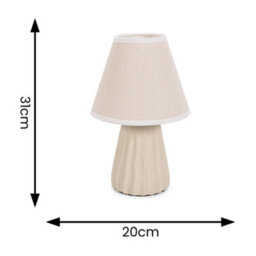Valuelights Saskia Pair Of - Natural Ceramic Textured Base Bedside Table Lamp With Linen Tapered Shade - thumbnail 5