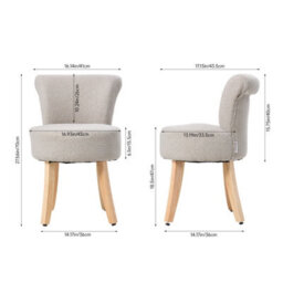 Living And Home Modern Grey Teddy Fleece Vanity Stool With Rubberwood Legs, 43Cm W X 43.5Cm D X 70Cm H - thumbnail 5