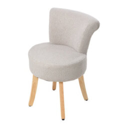 Living And Home Modern Grey Teddy Fleece Vanity Stool With Rubberwood Legs, 43Cm W X 43.5Cm D X 70Cm H - thumbnail 1