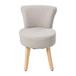Living And Home Modern Grey Teddy Fleece Vanity Stool With Rubberwood Legs, 43Cm W X 43.5Cm D X 70Cm H - thumbnail 4