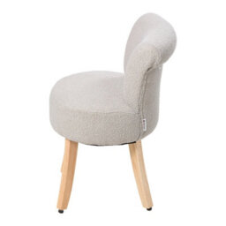 Living And Home Modern Grey Teddy Fleece Vanity Stool With Rubberwood Legs, 43Cm W X 43.5Cm D X 70Cm H - thumbnail 2