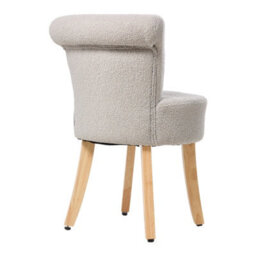 Living And Home Modern Grey Teddy Fleece Vanity Stool With Rubberwood Legs, 43Cm W X 43.5Cm D X 70Cm H - thumbnail 3