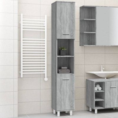 Berkfield Bathroom Cabinet Grey Sonoma 30X30X179 Cm Engineered Wood - image 1