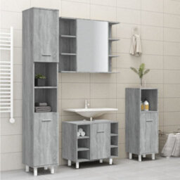 Berkfield Bathroom Cabinet Grey Sonoma 30X30X179 Cm Engineered Wood - thumbnail 3