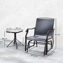 Wyld Haus Banafa 3-Piece Outdoor Glider Rocking Bistro Set With 2 Chairs And Square Glass Table, Grey/brown - thumbnail 3