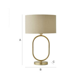Valuelights Antonia Beige With Metallic Gold Inner Drum Shade Brushed Gold Oval Table Lamp - thumbnail 7
