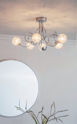 Anson Lighting Lottie 6Lt Semi Flush Light Finished In Chrome Plate With Clear Glass And Chrome Wire - image 1