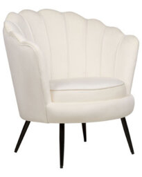 Wyld And Coco Off-White Velvet Novelty Tub Armchair With Iron Legs - Retro Accent Chair - thumbnail 3