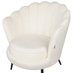 Wyld And Coco Off-White Velvet Novelty Tub Armchair With Iron Legs - Retro Accent Chair - thumbnail 6