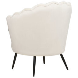Wyld And Coco Off-White Velvet Novelty Tub Armchair With Iron Legs - Retro Accent Chair - thumbnail 5