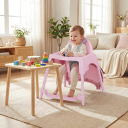 Costway Convertible Baby High Chair Infant Highchair W/ 2 Heights For 6-36 Months Kids-Pink - thumbnail 5