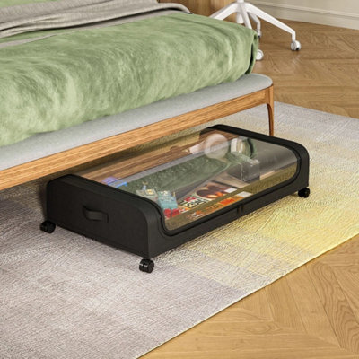 2X Under Bed Storage Boxes Lid Zipper Window Clothes Bedding Organizer - image 1