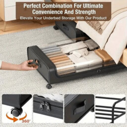 2X Under Bed Storage Boxes Lid Zipper Window Clothes Bedding Organizer - thumbnail 4
