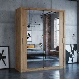 Contemporary Bono Sz180 Artisan Oak Wardrobe With Mirror And Sliding Doors For Efficient Organisation - thumbnail 2