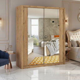 Contemporary Bono Sz180 Artisan Oak Wardrobe With Mirror And Sliding Doors For Efficient Organisation - thumbnail 3