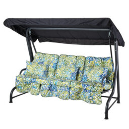 Alfresia Roma 3-Seater Swing Seat Charcoal Frame With Classic Blue Green Multi Cushion