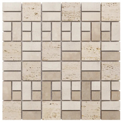 Ilcom Mosaic Tile Sheet In Stone On Mesh 29.6Cm X 29.6Cm - Heart Of Stone - image 1
