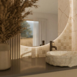 Ilcom Mosaic Tile Sheet In Stone On Mesh 29.6Cm X 29.6Cm - Heart Of Stone - thumbnail 3