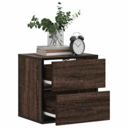 Berkfield Wall-Mounted Bedside Cabinets 2 Pcs Brown Oak 40X31X39.5 Cm - thumbnail 4
