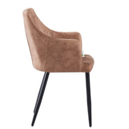 Life Interiors Set Of 2 Cappuccino Zarah Modern Faux Leather Dining Chairs With Armrests And Black Metal Legs, Comfortable Accent Chair - thumbnail 3