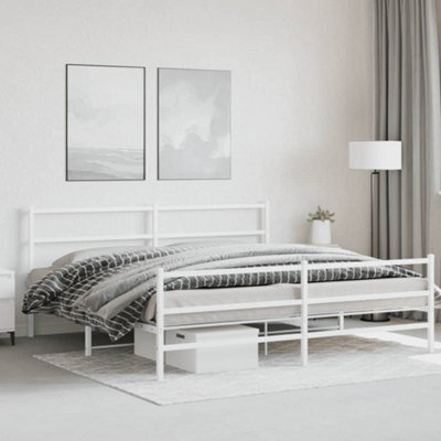 Berkfield Metal Bed Frame Without Mattress With Footboard White 193X203Cm - image 1