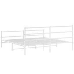 Berkfield Metal Bed Frame Without Mattress With Footboard White 193X203Cm - thumbnail 7
