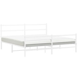 Berkfield Metal Bed Frame Without Mattress With Footboard White 193X203Cm - thumbnail 4