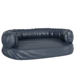 Berkfield Luxury Ergonomic Foam Dog Bed Dark Blue 75X53 Cm Faux Leather