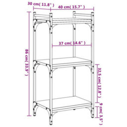 Berkfield Bookcase 3-Tier Grey Sonoma 40X30X86 Cm Engineered Wood - thumbnail 9
