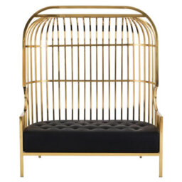 Orsina Eliza Two Seat Dome Cage Gold Finish Sofa - thumbnail 1