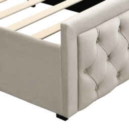 Btm 3Ft Single Upholstered Bed, Hydraulic With Storage Headboard, Velvet Beige (No Mattress) - thumbnail 8