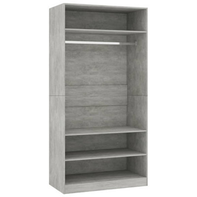 Berkfield Compact Wardrobe Concrete Grey 100X50X200 Cm Engineered Wood