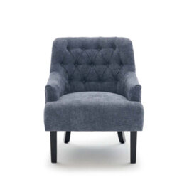 Compact Chenille Blue Accent Chair With Buttons Lydia - Classic Fabric Armchair, Doorstep Delivery - thumbnail 2