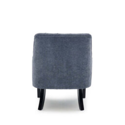 Compact Chenille Blue Accent Chair With Buttons Lydia - Classic Fabric Armchair, Doorstep Delivery - thumbnail 6