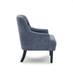 Compact Chenille Blue Accent Chair With Buttons Lydia - Classic Fabric Armchair, Doorstep Delivery - thumbnail 4