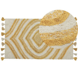 Beliani Rug Bingol Yellow 80 X 150 Cm Cotton