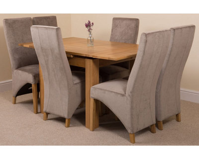 That's Furniture Richmond 90Cm - 150Cm Square Oak Extending Dining Table And 6 Chairs Dining Set With Lola Grey Fabric Chairs - image 1