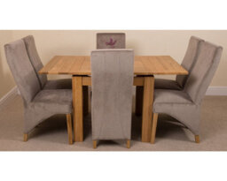 That's Furniture Richmond 90Cm - 150Cm Square Oak Extending Dining Table And 6 Chairs Dining Set With Lola Grey Fabric Chairs - thumbnail 2
