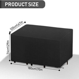 Outdoor Protective Cover For Garden Furniture, 210D, Table And Chair, 180X120X74Cm, Black - thumbnail 2