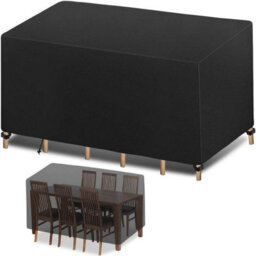Outdoor Protective Cover For Garden Furniture, 210D, Table And Chair, 180X120X74Cm, Black - thumbnail 1