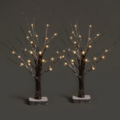 Netta Set Of 2 2Ft Twig Birch Tree With Pre-Lit With 24 Warm White Leds - Battery Powered - Brown - image 1
