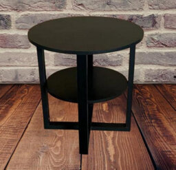 Biznest Round Black Side Table Lamp Coffee Table Hallway Living Room Furniture 2 Tier Home Decor End Table 50 Cm Diameters - thumbnail 5