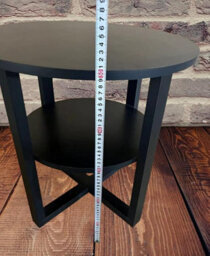 Biznest Round Black Side Table Lamp Coffee Table Hallway Living Room Furniture 2 Tier Home Decor End Table 50 Cm Diameters - thumbnail 4