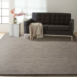 Charcoal Handmade Luxurious Modern Striped Wool Rug For Bedroom & Living Room-244Cm X 305Cm - thumbnail 2