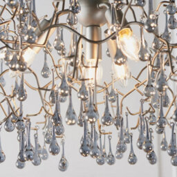 Mutli Arm Ceiling Pendant Light Fitting - Aged Silver & Glass Teardrop Details - thumbnail 5
