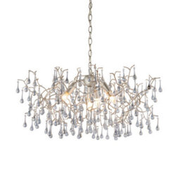 Mutli Arm Ceiling Pendant Light Fitting - Aged Silver & Glass Teardrop Details - thumbnail 1