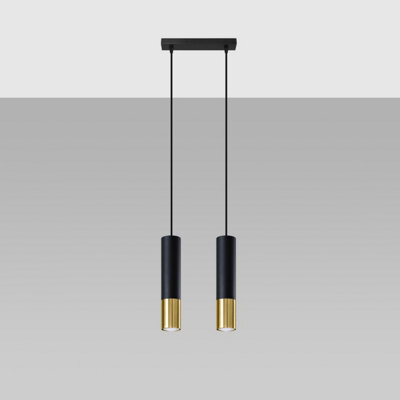 Sollux Lighting Loopez Steel Black/golden 2 Light Classic Pendant Ceiling Light - image 1
