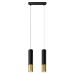 Sollux Lighting Loopez Steel Black/golden 2 Light Classic Pendant Ceiling Light - thumbnail 3