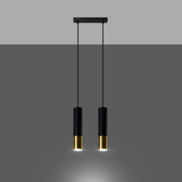 Sollux Lighting Loopez Steel Black/golden 2 Light Classic Pendant Ceiling Light - thumbnail 2