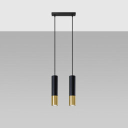 Sollux Lighting Loopez Steel Black/golden 2 Light Classic Pendant Ceiling Light - thumbnail 1